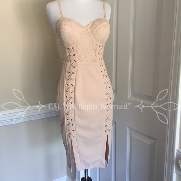 Nude Lace Panel Bustier Dress Size S - Picture 5 of 8